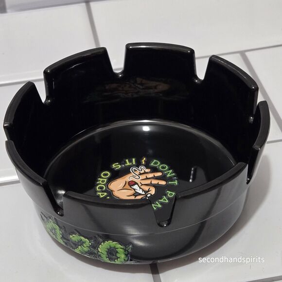 Black Ashtray Round Melamine 4" Hand Decorated 420 Theme - Picture 4 of 4